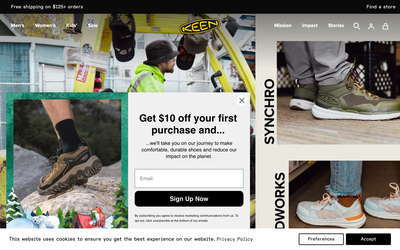 KEEN Footwear website screenshot