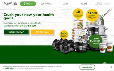 Kevin's Natural Foods website screenshot