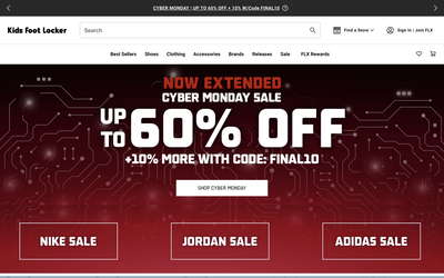 Kids Foot Locker website screenshot