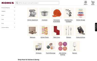 Kohl's website screenshot