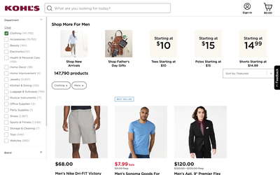 Kohl's website screenshot
