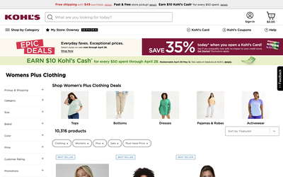Kohl's website screenshot