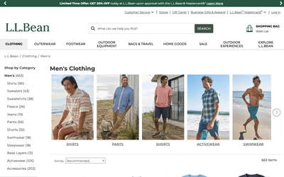 L.L.Bean website screenshot