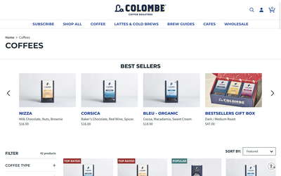 La Colombe Coffee Roasters website screenshot