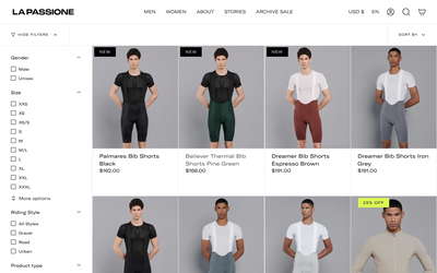 La Passione Cycling Couture website screenshot
