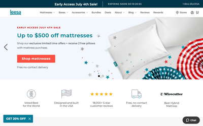 Leesa website screenshot