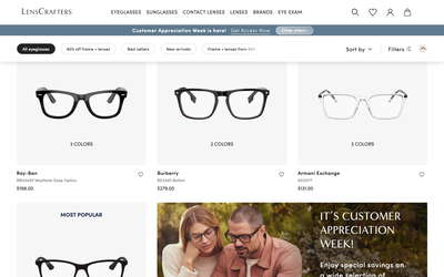 LensCrafters website screenshot