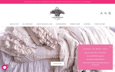 Linen Salvage website screenshot