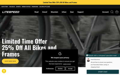 Litespeed Bicycles website screenshot