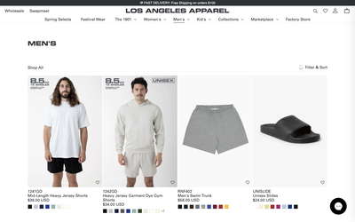 Los Angeles Apparel website screenshot