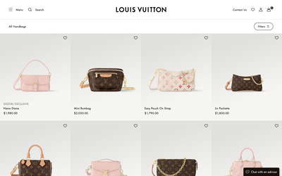 Louis Vuitton website screenshot