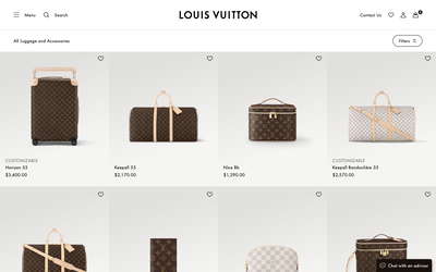 Louis Vuitton website screenshot