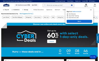 Lowe's website screenshot