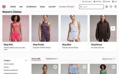 lululemon website screenshot