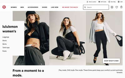 lululemon website screenshot