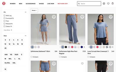 lululemon website screenshot