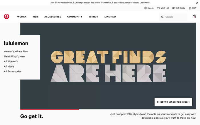 lululemon screenshot