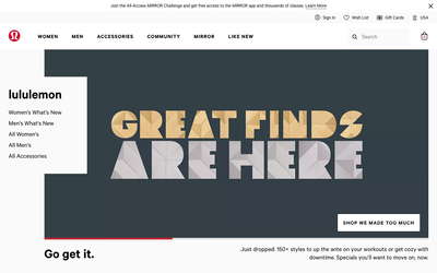 lululemon website screenshot