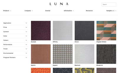 Luna Textiles website screenshot