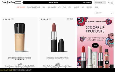 MAC Cosmetics website screenshot