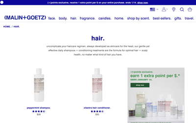 Malin+Goetz website screenshot