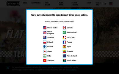 Marin Bikes website screenshot