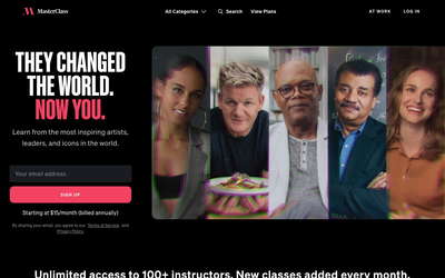 MasterClass website screenshot