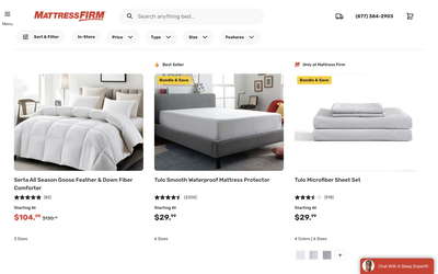 Mattress Firm website screenshot