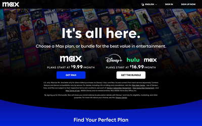 Max website screenshot