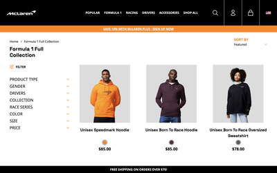 McLaren Store website screenshot