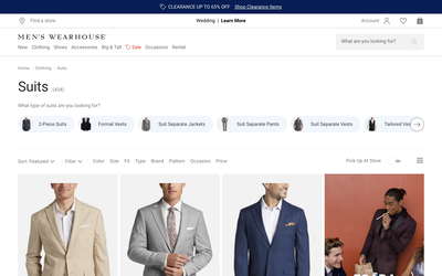 Men's Wearhouse website screenshot