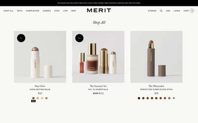 MERIT Beauty website screenshot