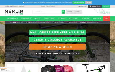 Merlin Cycles website screenshot