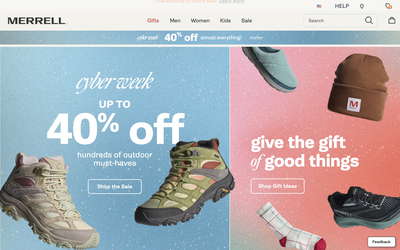 Merrell website screenshot