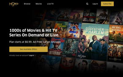 MGM+ website screenshot