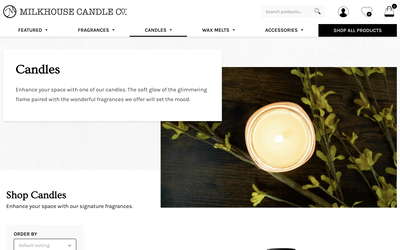 Milkhouse Candle Co. website screenshot
