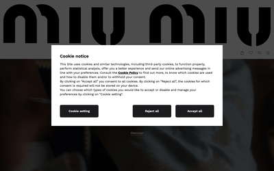 Miu Miu website screenshot