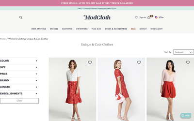 ModCloth website screenshot