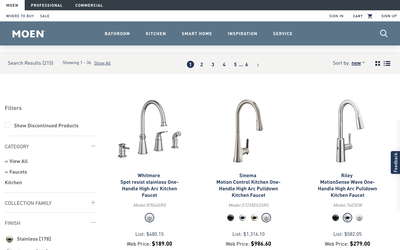 Moen website screenshot