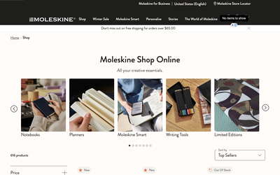 Moleskine website screenshot