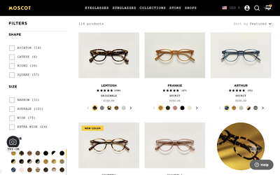 MOSCOT website screenshot