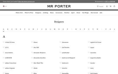 MR PORTER website screenshot