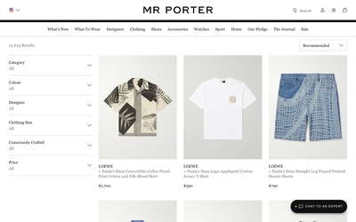 MR PORTER website screenshot