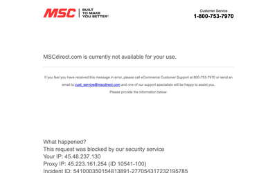 MSC Industrial Direct website screenshot
