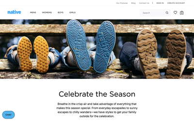Native Shoes website screenshot