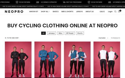 NeoPro Cycling website screenshot