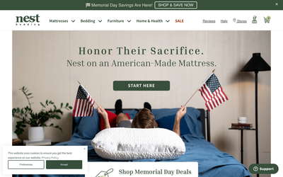 Nest Bedding website screenshot