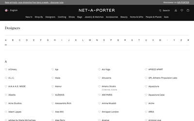 NET-A-PORTER website screenshot