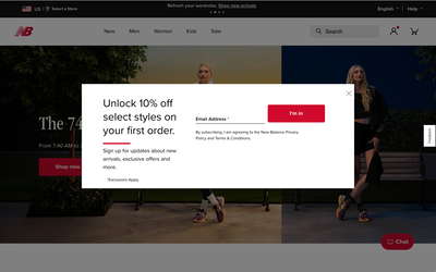 New Balance website screenshot