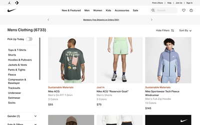 Nike website screenshot